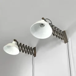 Best Pamono Mid-Century Modern Italian Pantograph Wall Lamps with White Metal Diffuser, 1960s, Set of 2