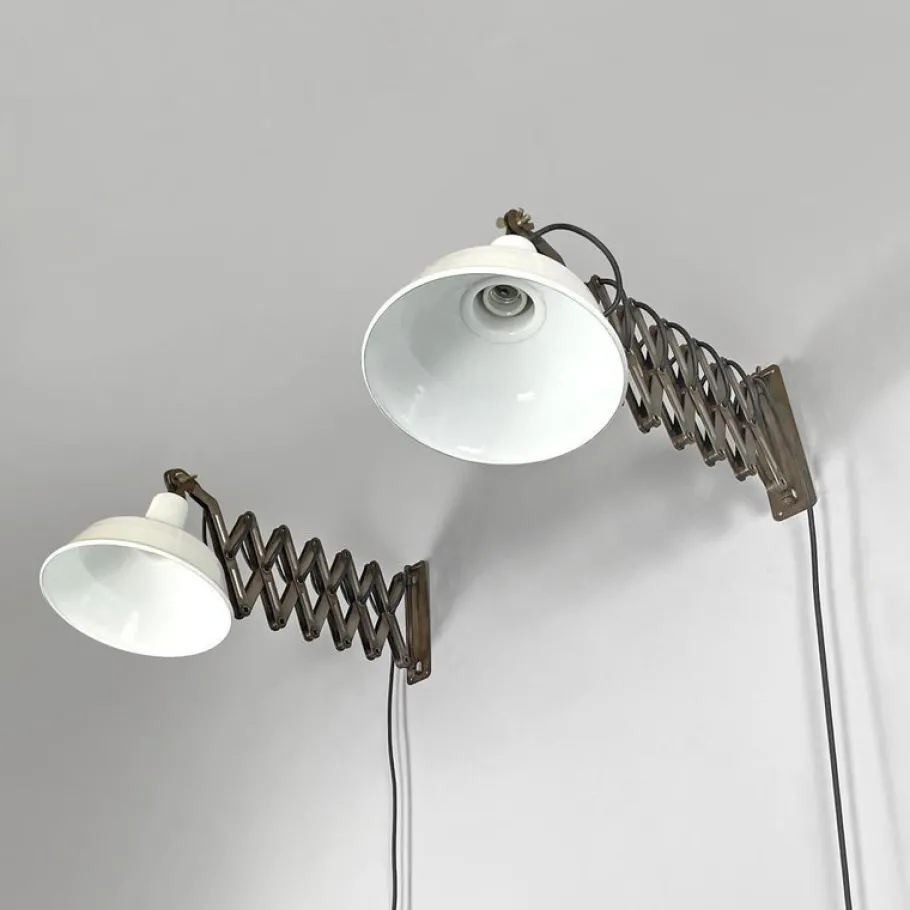 Best Pamono Mid-Century Modern Italian Pantograph Wall Lamps with White Metal Diffuser, 1960s, Set of 2