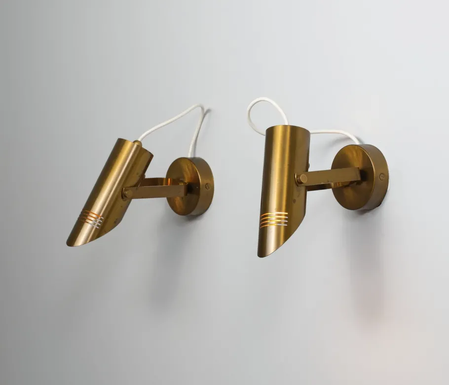 Best Pamono Mid-Century Modern Italian Adjustable Brass Wall Lamps, 1960s, Set of 2