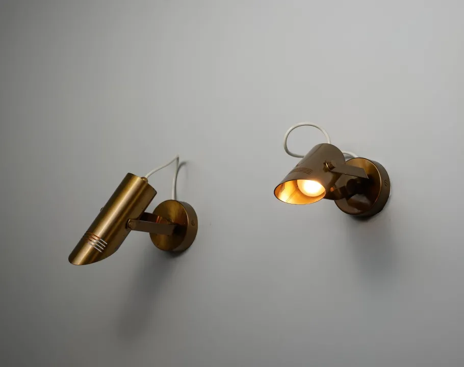 Best Pamono Mid-Century Modern Italian Adjustable Brass Wall Lamps, 1960s, Set of 2