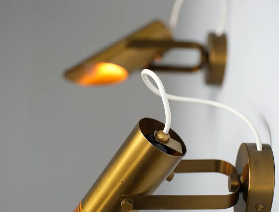 Best Pamono Mid-Century Modern Italian Adjustable Brass Wall Lamps, 1960s, Set of 2