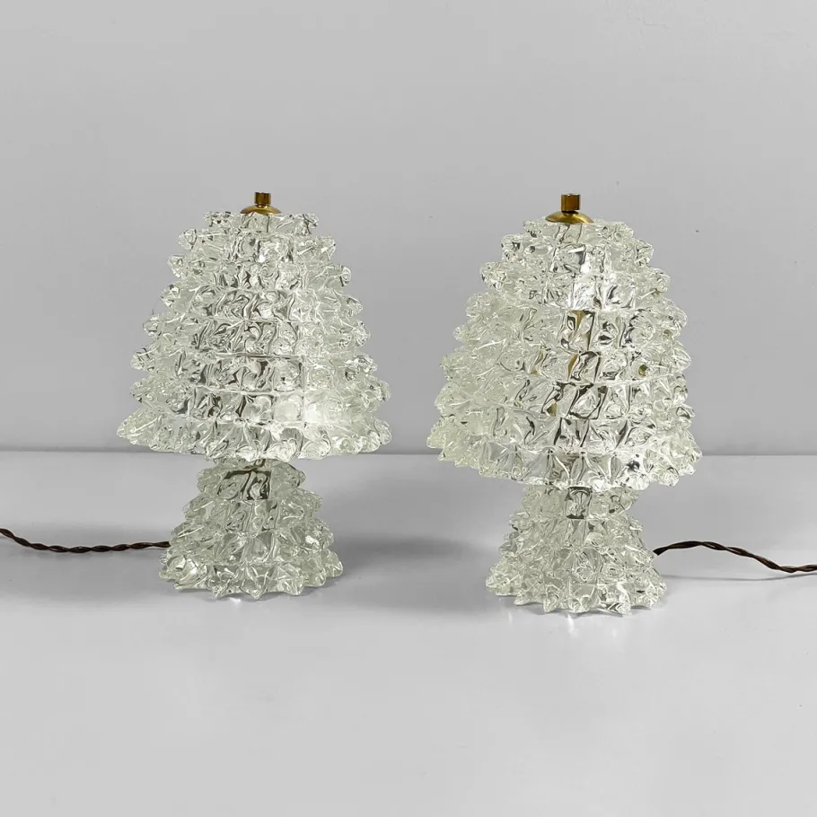 Sale Pamono Mid-Century Modern Italian Rostrato Glass Table Lamps attributed to Barovier & Toso, 1950s, Set of 2