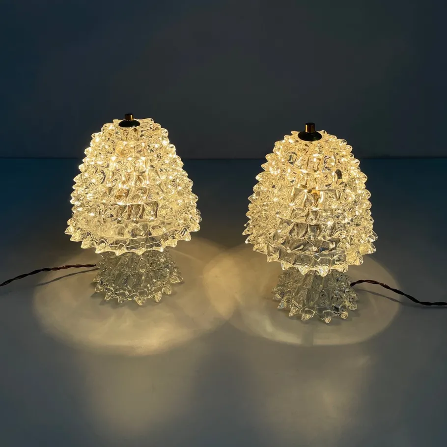 Sale Pamono Mid-Century Modern Italian Rostrato Glass Table Lamps attributed to Barovier & Toso, 1950s, Set of 2