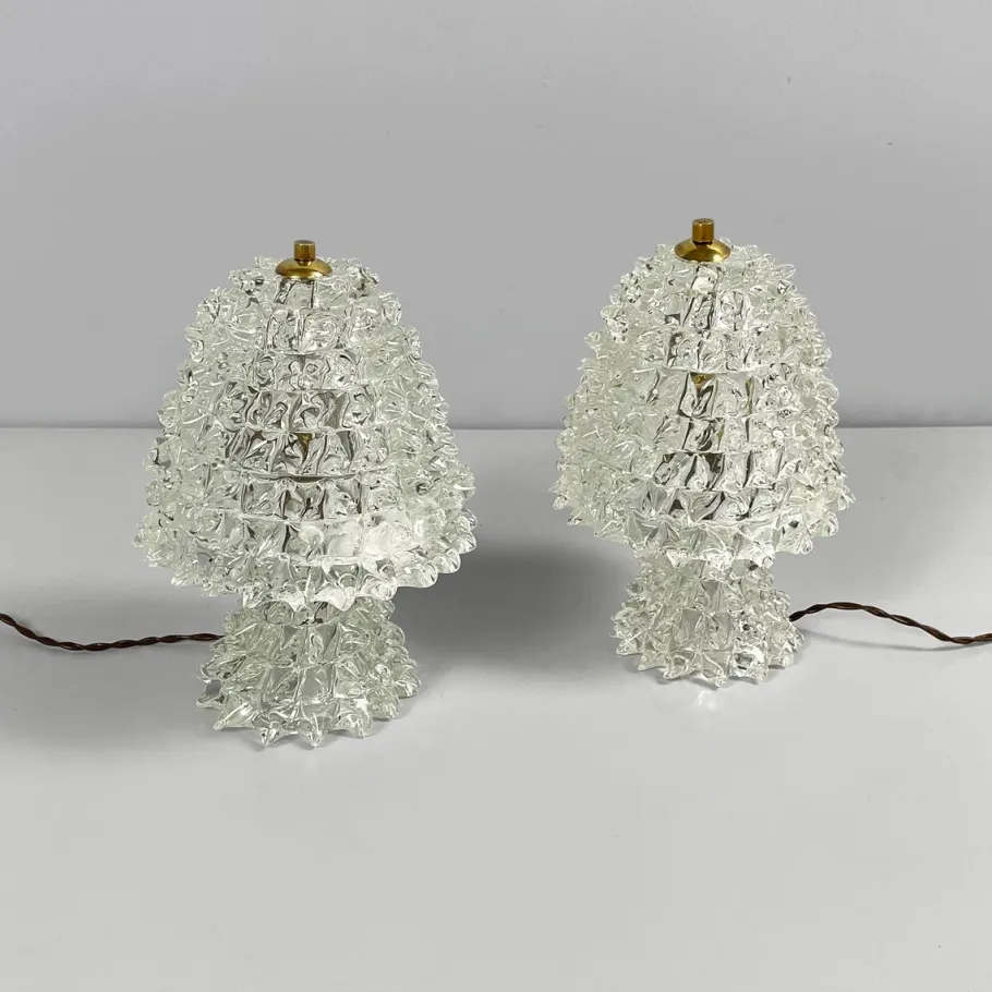 Sale Pamono Mid-Century Modern Italian Rostrato Glass Table Lamps attributed to Barovier & Toso, 1950s, Set of 2