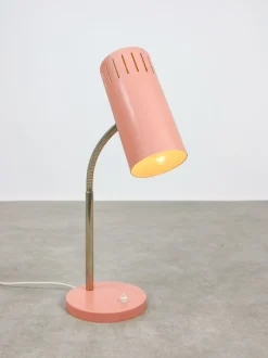 Best Pamono Mid-Century Modern Italian Gooseneck Table Lamp in Salmon and Chrome