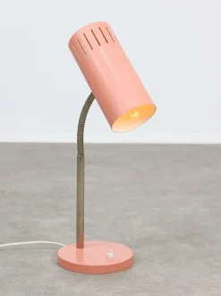 Best Pamono Mid-Century Modern Italian Gooseneck Table Lamp in Salmon and Chrome