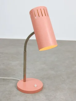 Best Pamono Mid-Century Modern Italian Gooseneck Table Lamp in Salmon and Chrome
