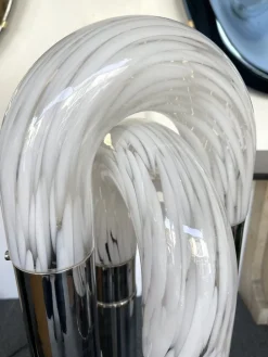 Pamono Mid-Century Modern Italian Metal Ring Floor Lamp in Murano Glass by Aldo Nason for Mazzega, 1970s