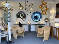 Pamono Mid-Century Modern Italian Metal Ring Floor Lamp in Murano Glass by Aldo Nason for Mazzega, 1970s