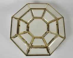 Sale Pamono Mid-Century Modern Italian Brass and Glass Ceiling Wall Lamp, 1970s