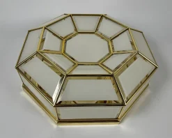 Sale Pamono Mid-Century Modern Italian Brass and Glass Ceiling Wall Lamp, 1970s