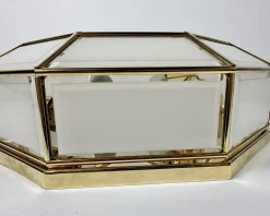 Sale Pamono Mid-Century Modern Italian Brass and Glass Ceiling Wall Lamp, 1970s