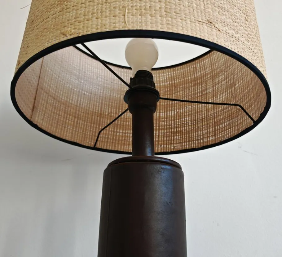 Outlet Pamono Mid-Century Modern Leather Floor Lamp by Nicetin, Former Yugoslavia, 1980s