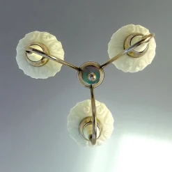 Best Pamono Mid-Century Modern 3-Light Chandelier with Opaline Glass Shades, Eastern Europe, 1960s