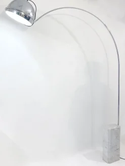 Clearance Pamono Mid-Century Modern Marble and Chrome Floor Lamp, 1970s