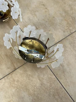 Sale Pamono Mid-Century Modern Murano Glass Flower Wall Lamps, 1960s, Set of 2