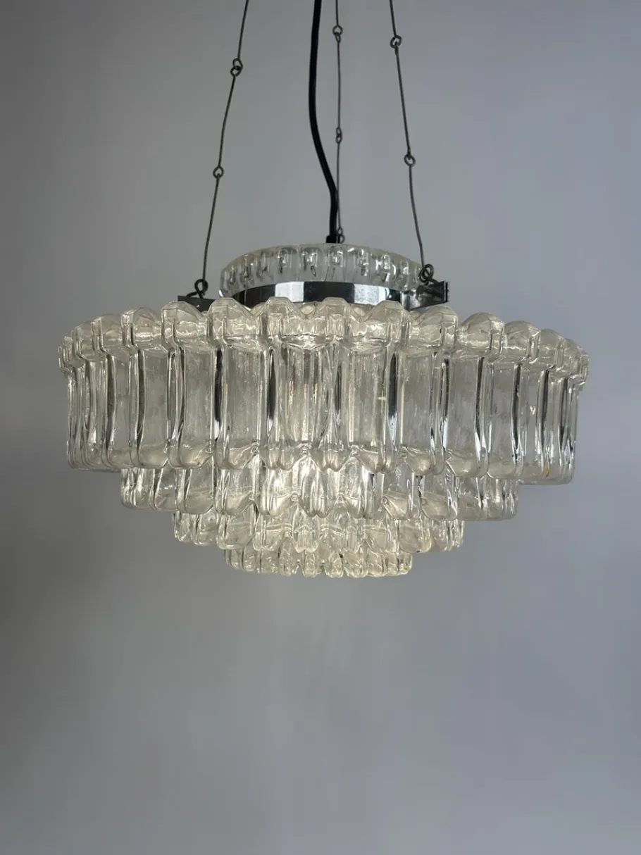 Clearance Pamono Mid-Century Modern Murano Glass Chandelier, Italy, 1960s