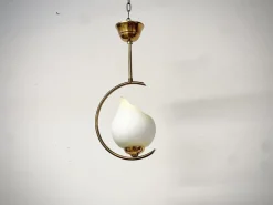 Best Pamono Mid-Century Modern Opaline Glass and Brass Pendant, Sweden, 1950s