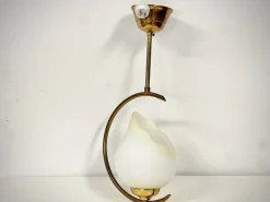 Best Pamono Mid-Century Modern Opaline Glass and Brass Pendant, Sweden, 1950s