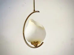 Best Pamono Mid-Century Modern Opaline Glass and Brass Pendant, Sweden, 1950s