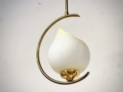 Best Pamono Mid-Century Modern Opaline Glass and Brass Pendant, Sweden, 1950s