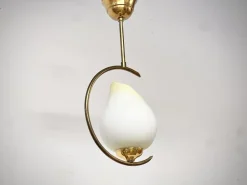 Best Pamono Mid-Century Modern Opaline Glass and Brass Pendant, Sweden, 1950s