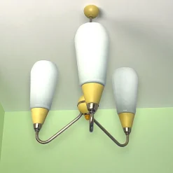 Sale Pamono Mid-Century Modern Opaline Glass 3-Light Chandelier, Eastern Europe, 1960s