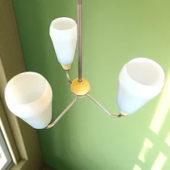 Sale Pamono Mid-Century Modern Opaline Glass 3-Light Chandelier, Eastern Europe, 1960s