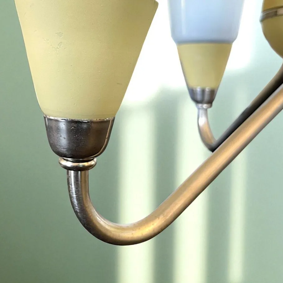 Sale Pamono Mid-Century Modern Opaline Glass 3-Light Chandelier, Eastern Europe, 1960s