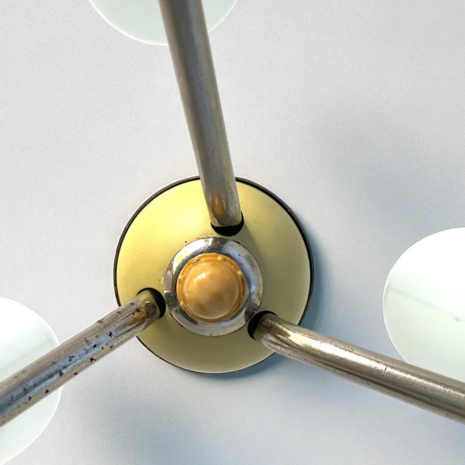 Sale Pamono Mid-Century Modern Opaline Glass 3-Light Chandelier, Eastern Europe, 1960s