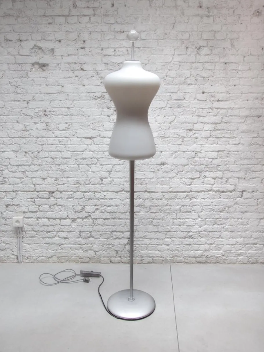 Outlet Pamono Mid-Century Modern Opaline Glass Shade Floor Lamp, 1980s