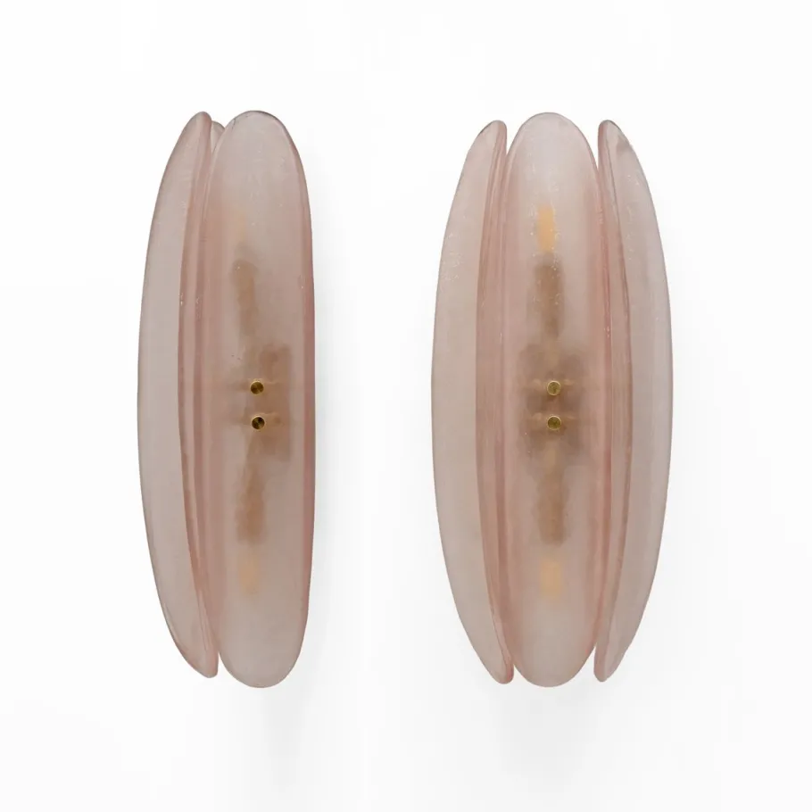 Hot Pamono Mid-Century Modern Pink Murano Glass Sconces by Fontana Arte for Stilnovo, 2000, Set of 2