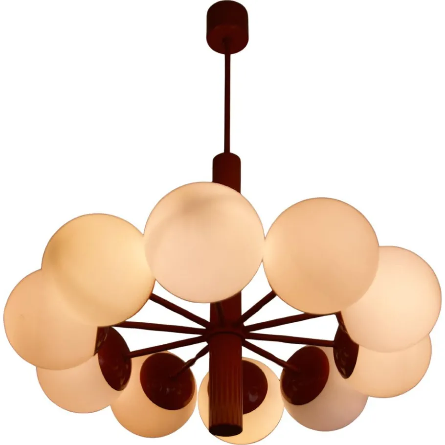 Sale Pamono Mid-Century Modern Red Kaiser 10-Arm Chandelier from Kaiser Idell / Kaiser Leuchten, Germany, 1960s