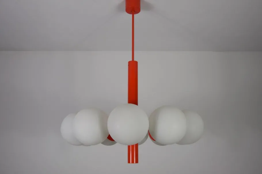 Sale Pamono Mid-Century Modern Red Kaiser 10-Arm Chandelier from Kaiser Idell / Kaiser Leuchten, Germany, 1960s