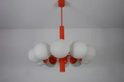 Sale Pamono Mid-Century Modern Red Kaiser 10-Arm Chandelier from Kaiser Idell / Kaiser Leuchten, Germany, 1960s