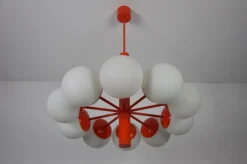 Sale Pamono Mid-Century Modern Red Kaiser 10-Arm Chandelier from Kaiser Idell / Kaiser Leuchten, Germany, 1960s
