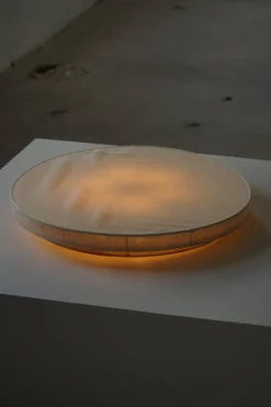 Sale Pamono Mid-Century Modern Round Linen Flush Mount, 1950s