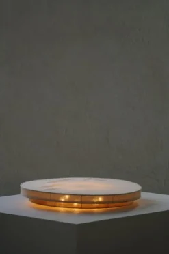 Sale Pamono Mid-Century Modern Round Linen Flush Mount, 1950s