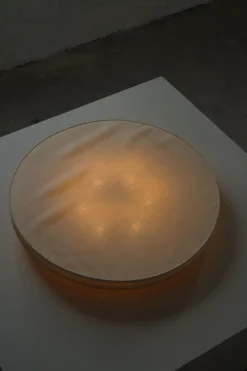 Sale Pamono Mid-Century Modern Round Linen Flush Mount, 1950s