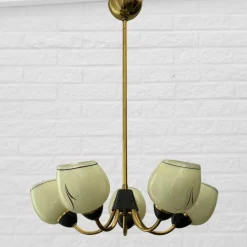 Clearance Pamono Mid-Century Modern Scandinavian Pendant in Brass and Glass, 1940s