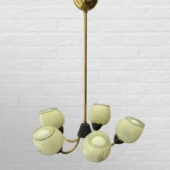 Clearance Pamono Mid-Century Modern Scandinavian Pendant in Brass and Glass, 1940s