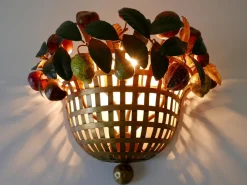 New Pamono Mid-Century Modern Sconce Fruit Basket by Lucienne Monique, Italy, 1960s