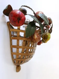 New Pamono Mid-Century Modern Sconce Fruit Basket by Lucienne Monique, Italy, 1960s