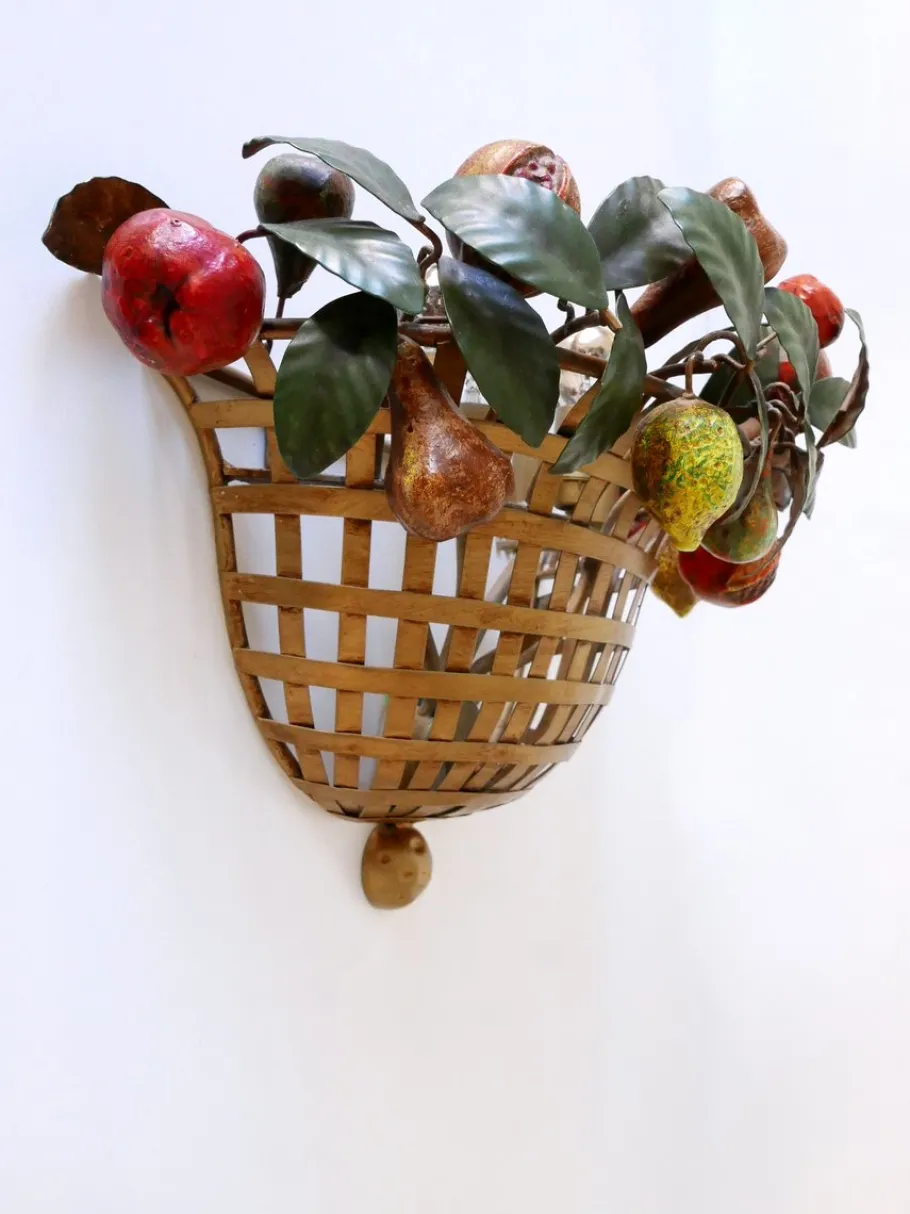 New Pamono Mid-Century Modern Sconce Fruit Basket by Lucienne Monique, Italy, 1960s
