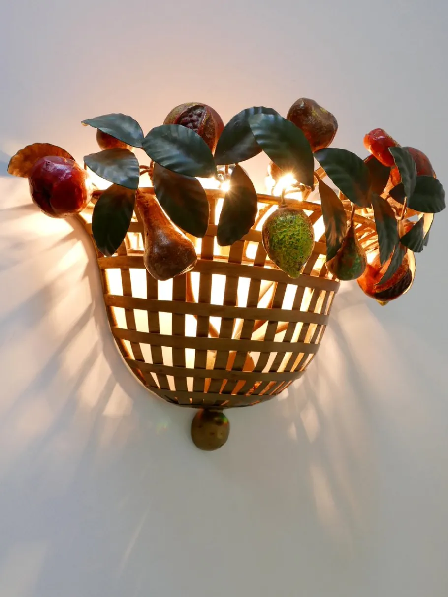 New Pamono Mid-Century Modern Sconce Fruit Basket by Lucienne Monique, Italy, 1960s