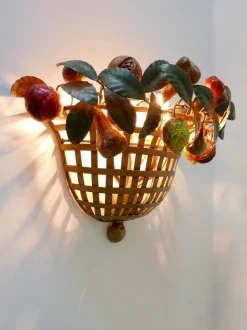 New Pamono Mid-Century Modern Sconce Fruit Basket by Lucienne Monique, Italy, 1960s