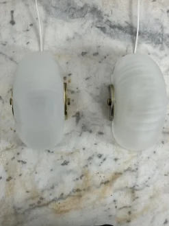 Hot Pamono Mid-Century Modern Shell Wall Lamps in Murano Glass and Brass from Veluce, 1960s, Set of 2