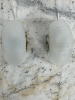 Hot Pamono Mid-Century Modern Shell Wall Lamps in Murano Glass and Brass from Veluce, 1960s, Set of 2