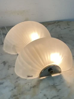 Hot Pamono Mid-Century Modern Shell Wall Lamps in Murano Glass and Brass from Veluce, 1960s, Set of 2