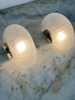 Hot Pamono Mid-Century Modern Shell Wall Lamps in Murano Glass and Brass from Veluce, 1960s, Set of 2